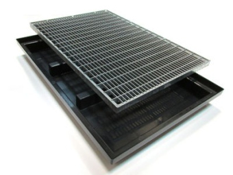 Грязезащитный коврик поддон грязесборный придверный пластиковый с решеткой стальной комплект на вход в кафе торговый центр магазин