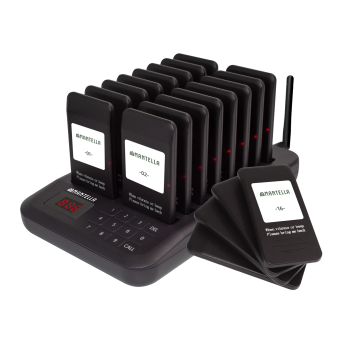 Система кнопка пейджер вызова официанта персонала оповещения клиентов для фаст фуд бургер пиццерия Mantella на 16 пейджеров